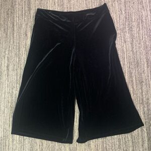 Larry Levine Womens 14 Velvet Wide Leg Culotte Pants Black Side Zip‎ Stretch